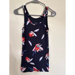 A New Day Floral Tank Top Women’s Medium Navy Sleeveless Casual Summer